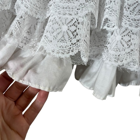 VINTAGE 80s MARTHA'S MINIATURES Ruffle Tiered Velvet and Lace Dress - Picture 9 of 14